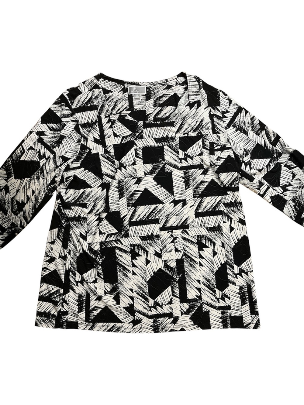 JM Collection black and white abstract shirt 0X womens